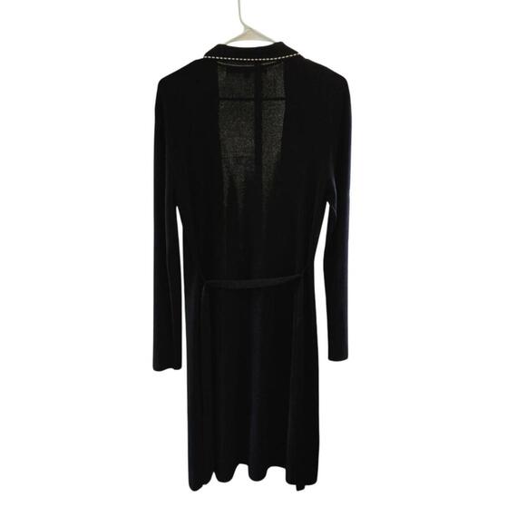 Max Studio Black Long Knit Cardigan with Contrast Stitching - Picture 5 of 10